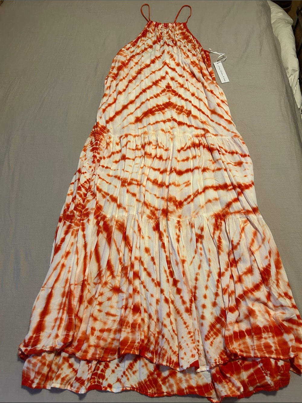 Young Fabulous & Broke Orange and White Tie-Dye Maxi Dress - Picture 2 of 5
